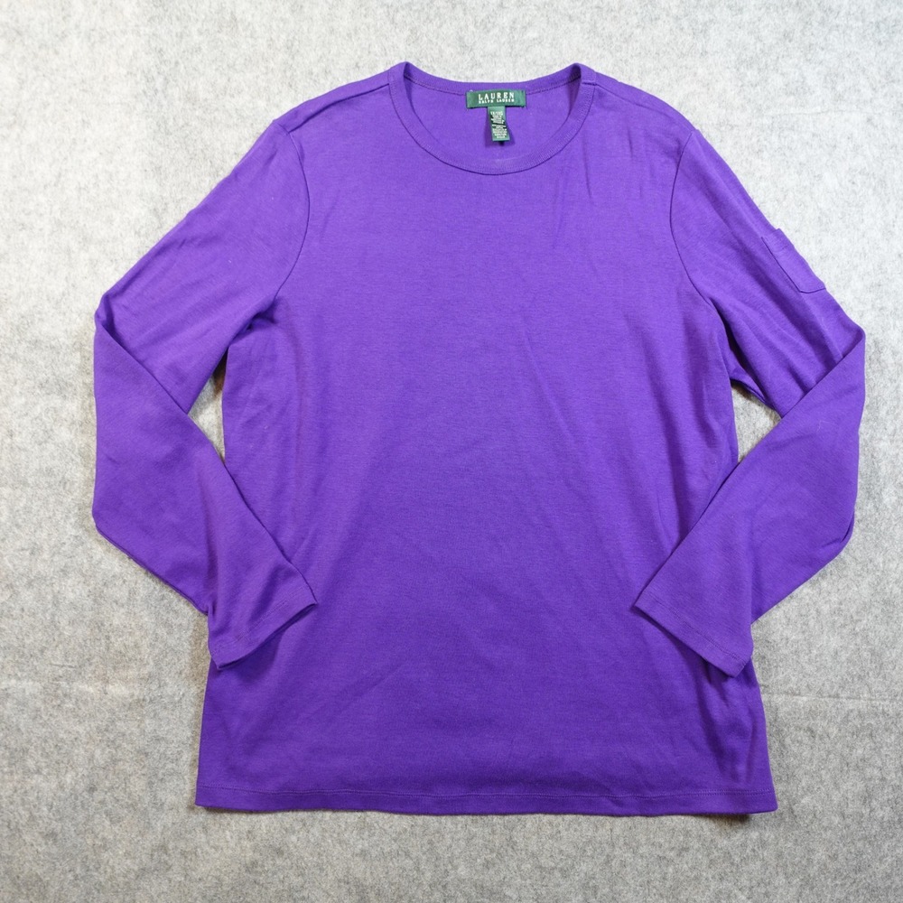 Ralph Lauren Top Womens 1X Long Sleeve Tee Tshirt Crew Neck Cotton Knit Purple